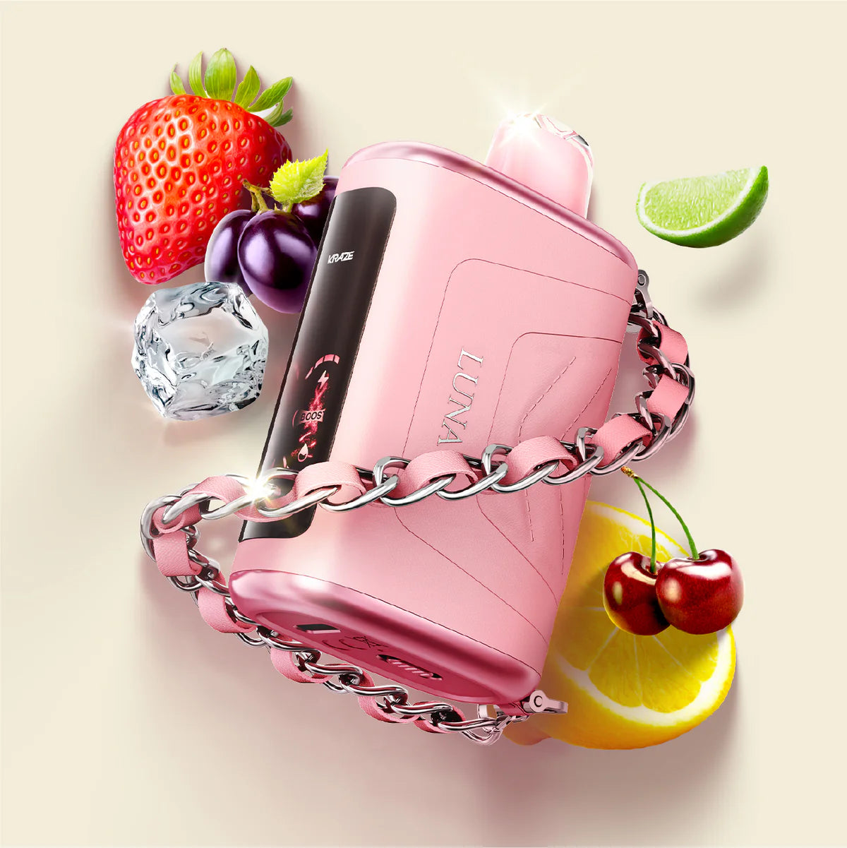 Kraze Lune 42K Fruit Jewel Ice vape with mixed fruit and gem design