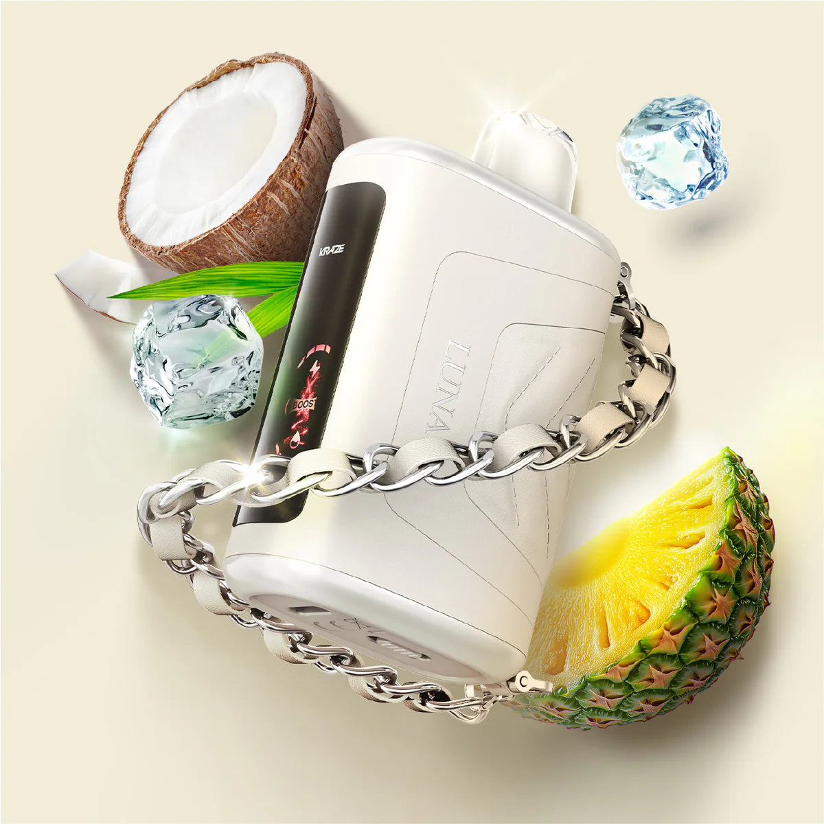 Kraze Lune 42K Pristine Pina Colada Ice vape with tropical-themed label