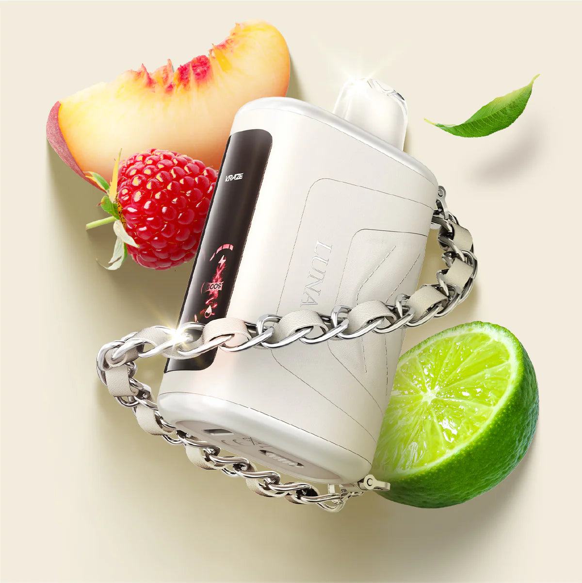 Kraze Lune 42K White Peach Razz Lime vape with light fruity tones