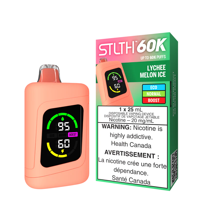 STLTH 60K Lychee Melon Ice vape with exotic fruit imagery