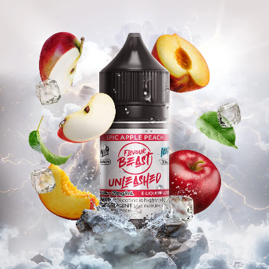 Flavour Beast Iced Salts Unleashed E-juice in Epic Apple Peach flavour for vape delivery