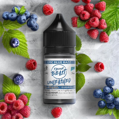 Flavour Beast Iced Salts Unleashed E-juice in Epic Blue Razz flavour for vape delivery