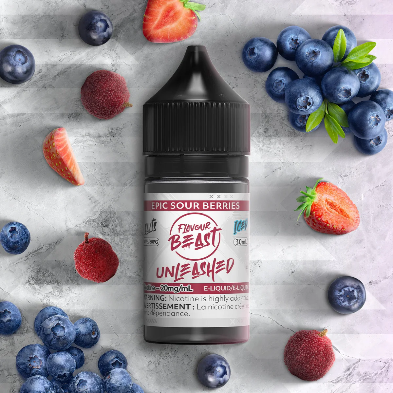 Flavour Beast Iced Salts Unleashed E-juice in Epic Sour Berries flavour for vape delivery