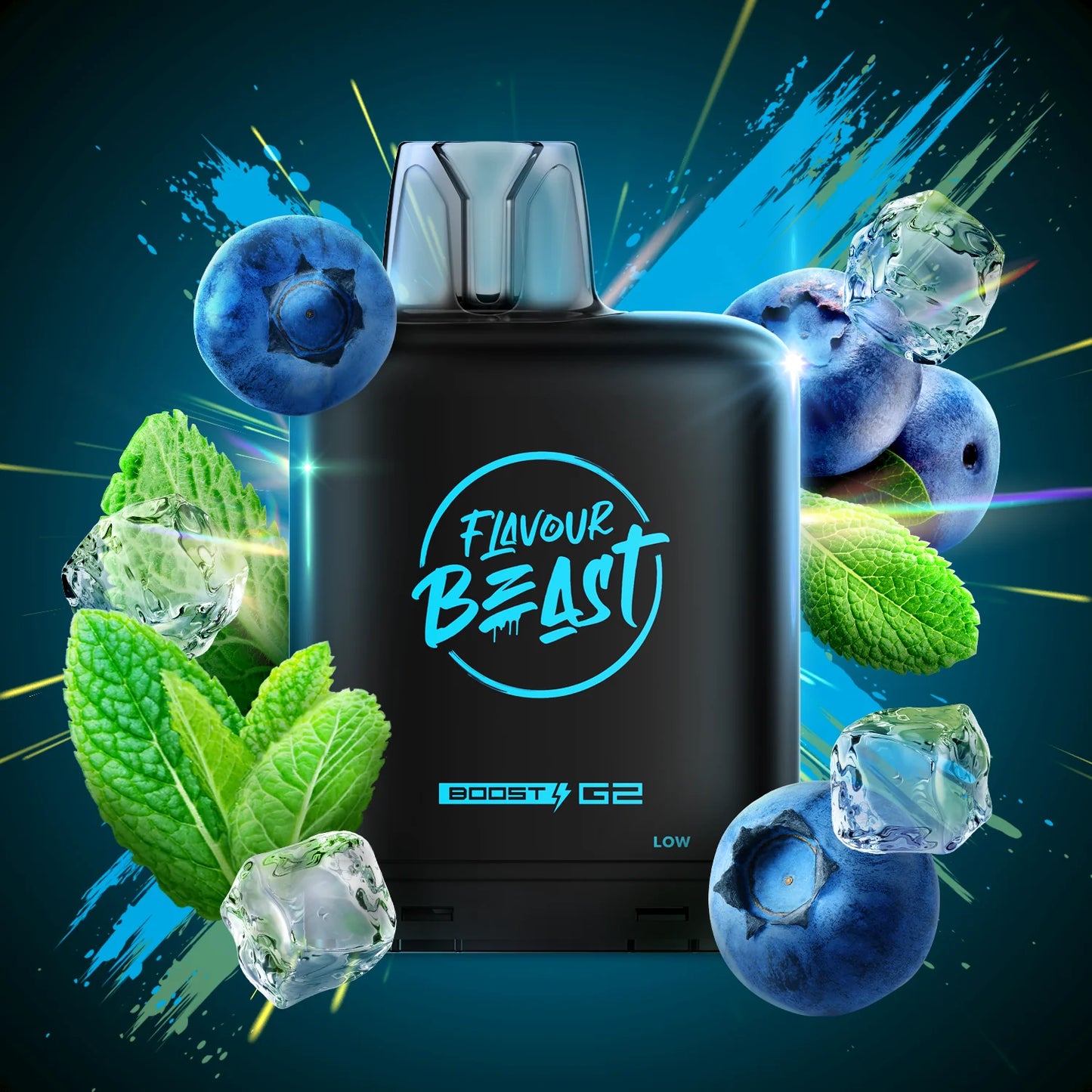 Flavour Beast Level X Boosted Pods Vape Delivery Blessed Blueberry Mint Iced