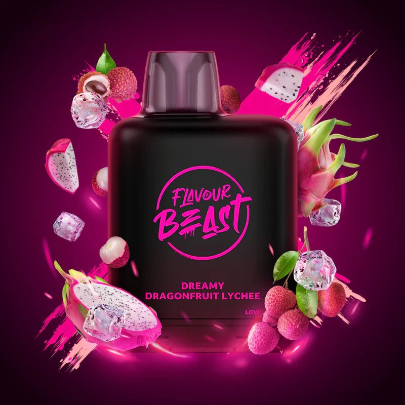 Flavour Beast Level X Boosted Pods Vape Delivery Dreamy Dragonfruit Lychee Iced