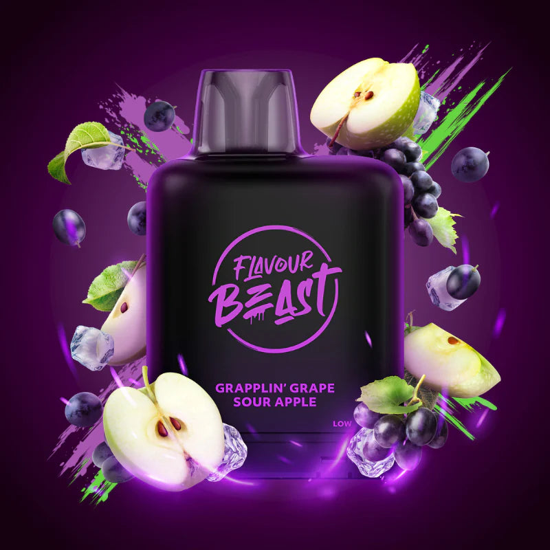 Flavour Beast Level X Boosted Pods Vape Delivery Grapplin' Grape Sour Apple Iced