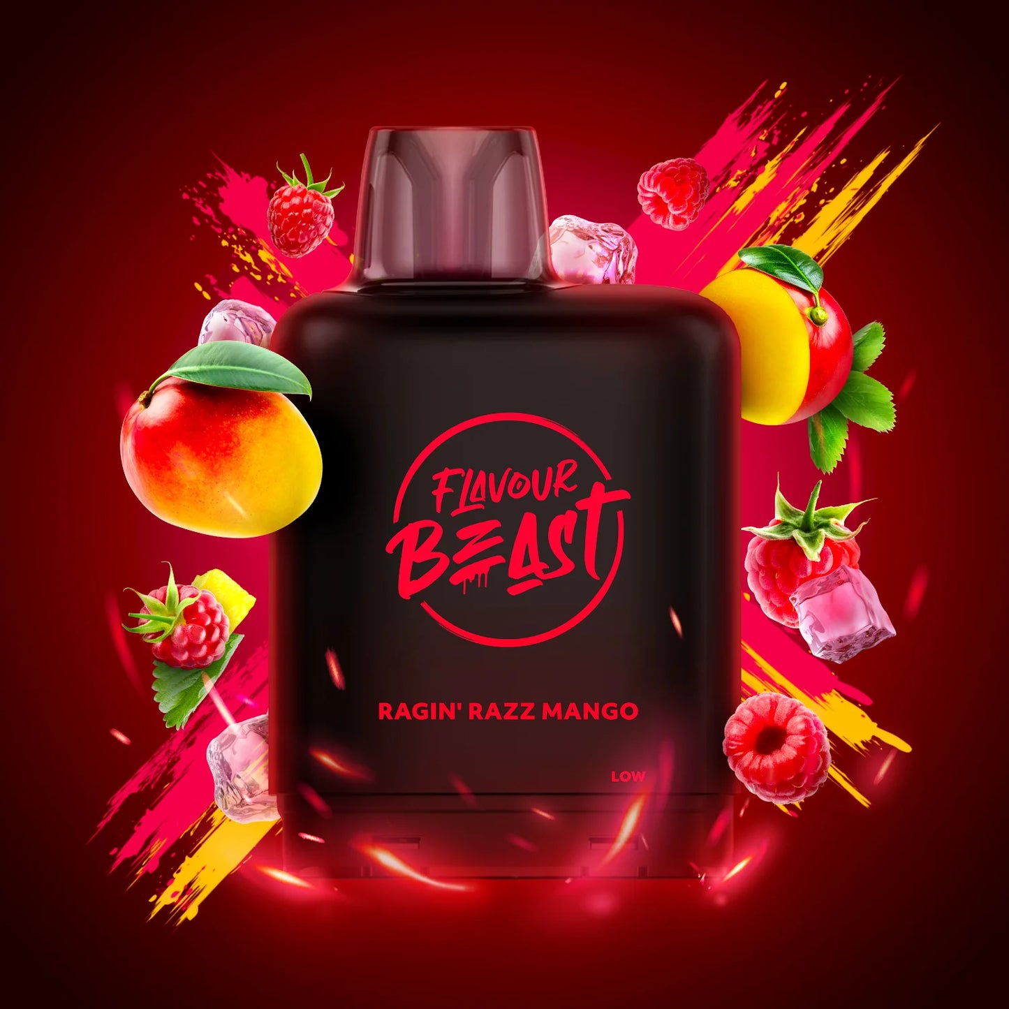 Flavour Beast Level X Boosted Pods Vape Delivery Ragin' Razz Mango Iced