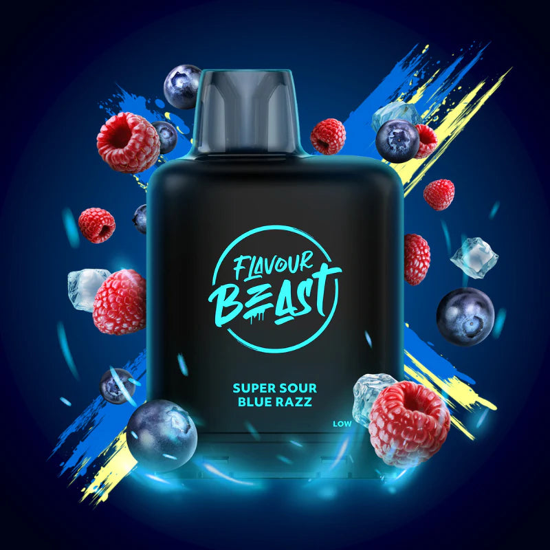 Flavour Beast Level X Boosted Pods Vape Delivery Super Sour Blue Razz Iced