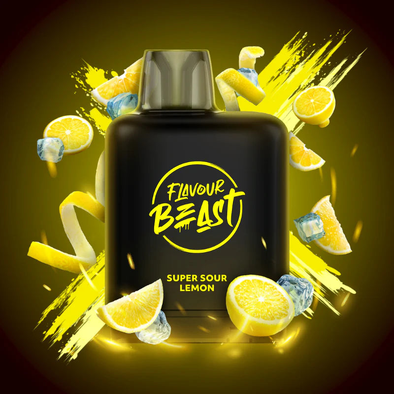 Flavour Beast Level X Boosted Pods Vape Delivery Super Sour Lemon Iced