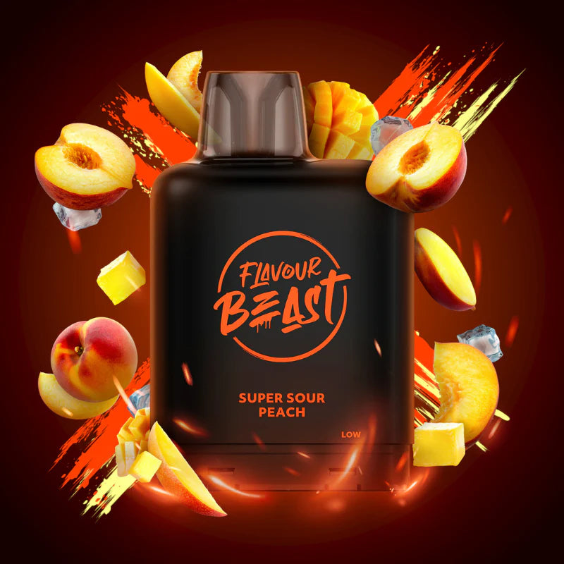 Flavour Beast Level X Boosted Pods Vape Delivery Super Sour Peach Iced
