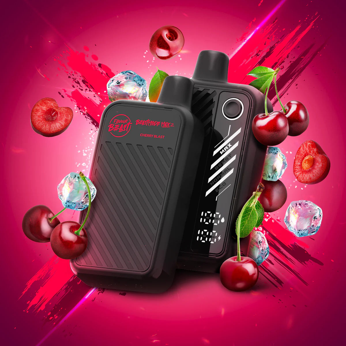 Flavour Beast Mode Max 2 Cherry Blast Iced vape with red cherry-themed branding